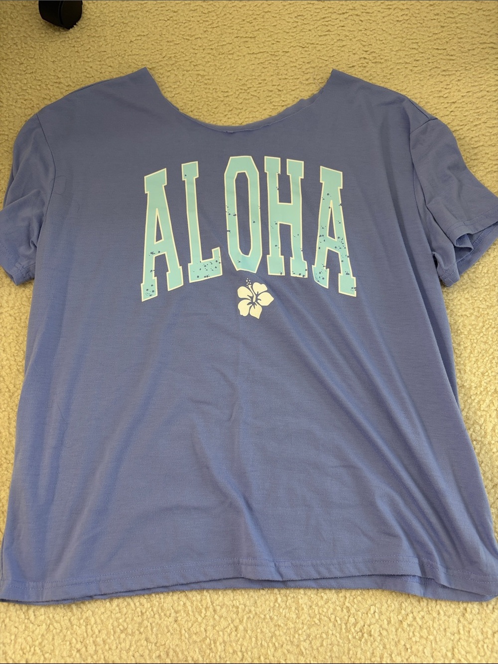 Aloha Graphic Tee in Lavender with Mint Lettering